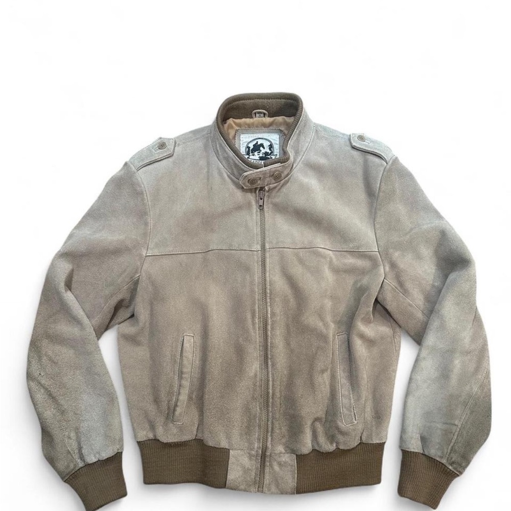 Men's Taupe Suede Bomber Jacket